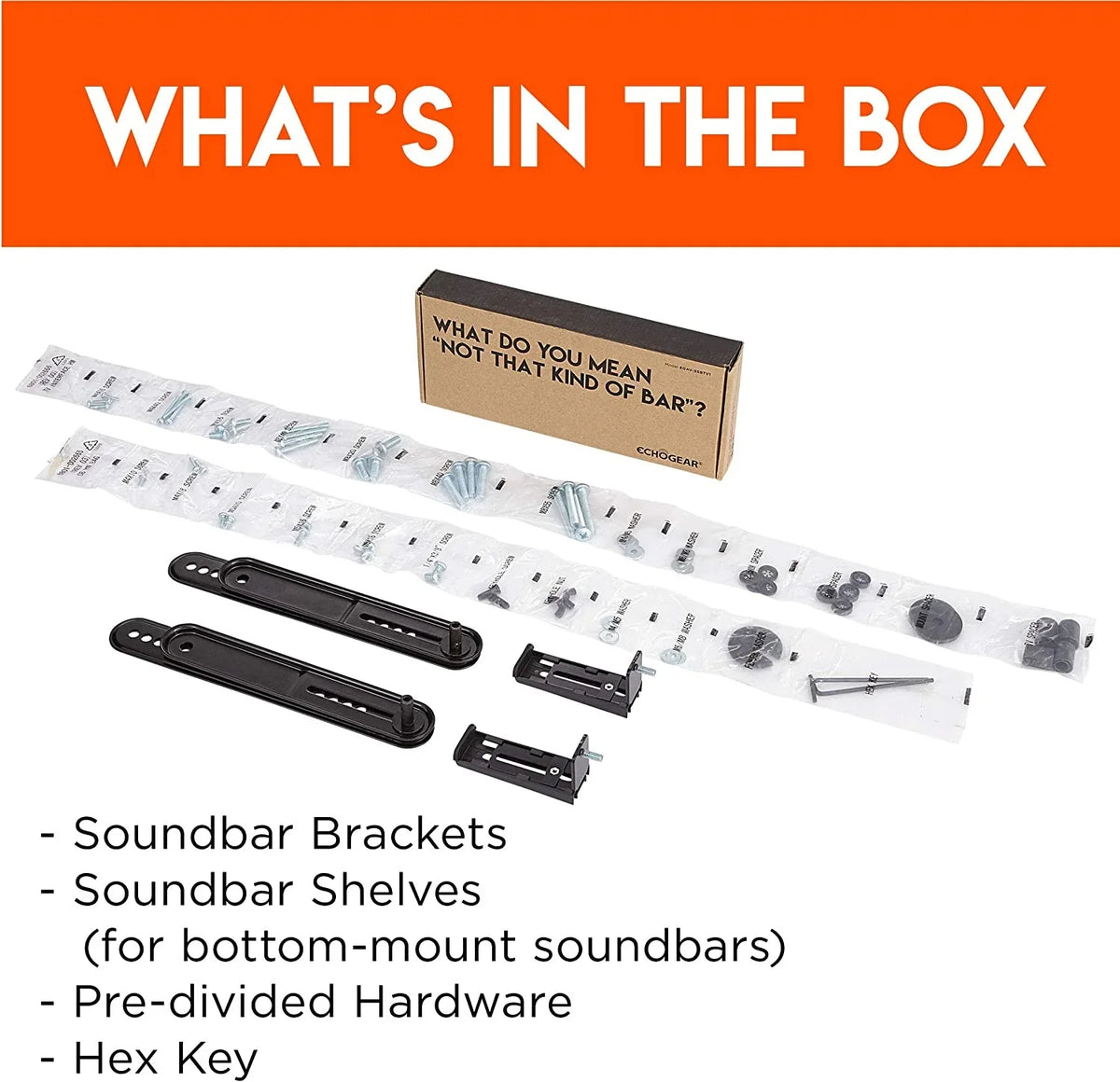ECHOGEAR Sound Bar Mounting Brackets for TVs - Adjust Height & Depth for Maximum Compatibility Between Your TV & Soundbar - Works with with LG, Vizio, Bose, Dolby Atmos Speakers & More