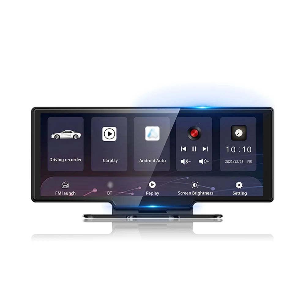 4K Front & Rear DVR Dash Camera with 10.26 Inch Touchscreen - Android Auto Suitable Built-in WiFi, G-Sensing, Loop Recording, Hands-Free Calling