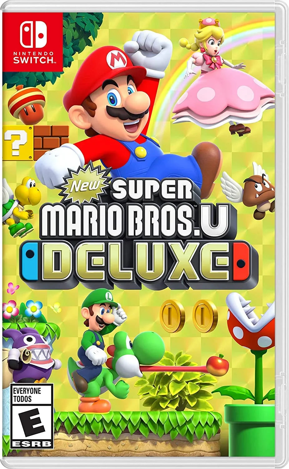 Nintendo Switch OLED Console White with New Super Mario Bros. U Deluxe and Screen Cleaning Cloth - Import with US Plug