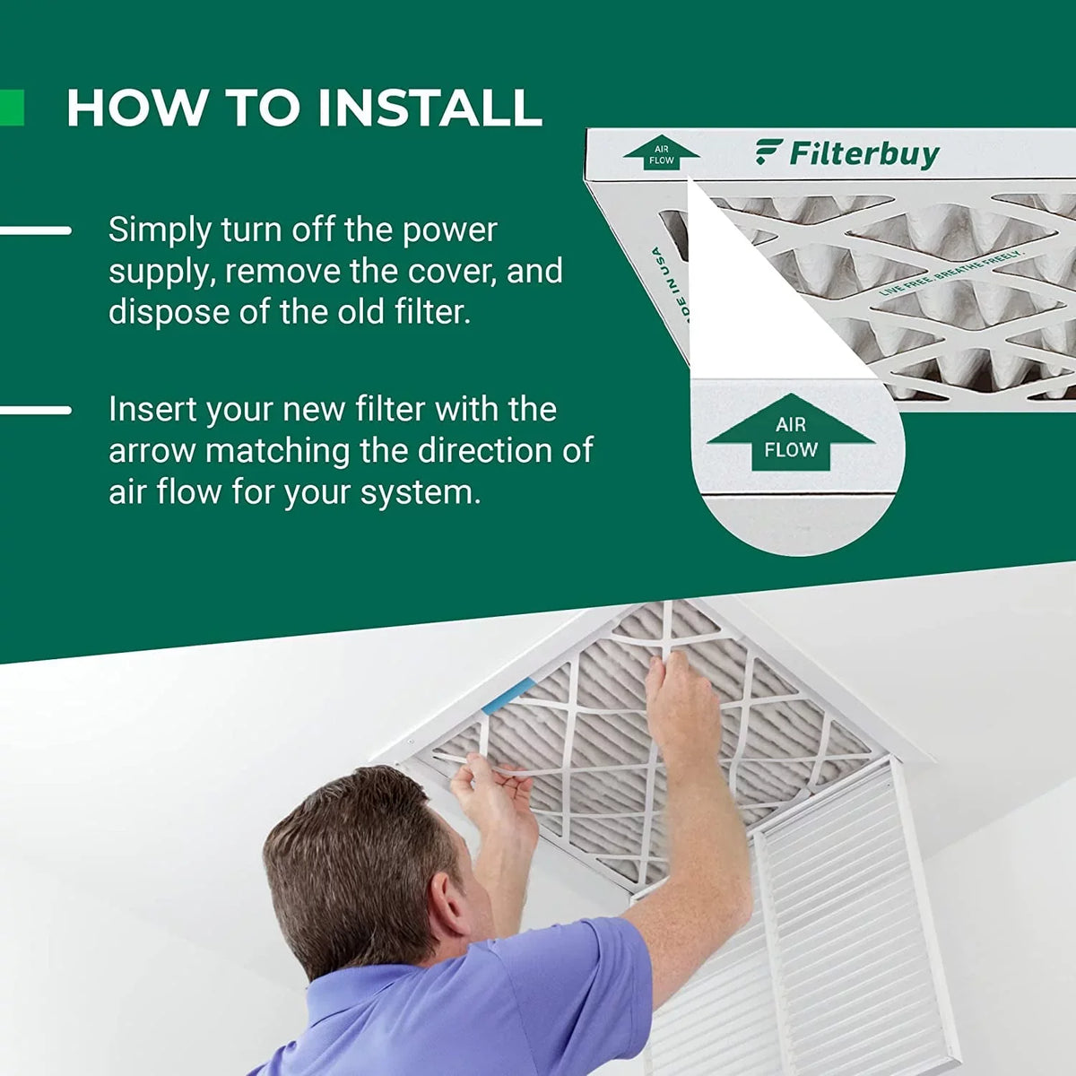 Filterbuy 24x24x4 MERV 13 Pleated HVAC AC Furnace Air Filters (1-Pack)