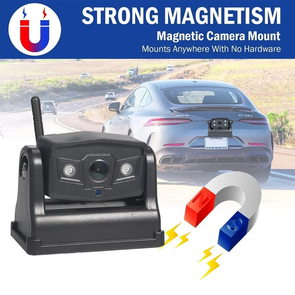 JLLOM Magnetic WiFi Wireless Backup Camera, 9600mAh Battery, Excellent for Front/Rear Vehicle View