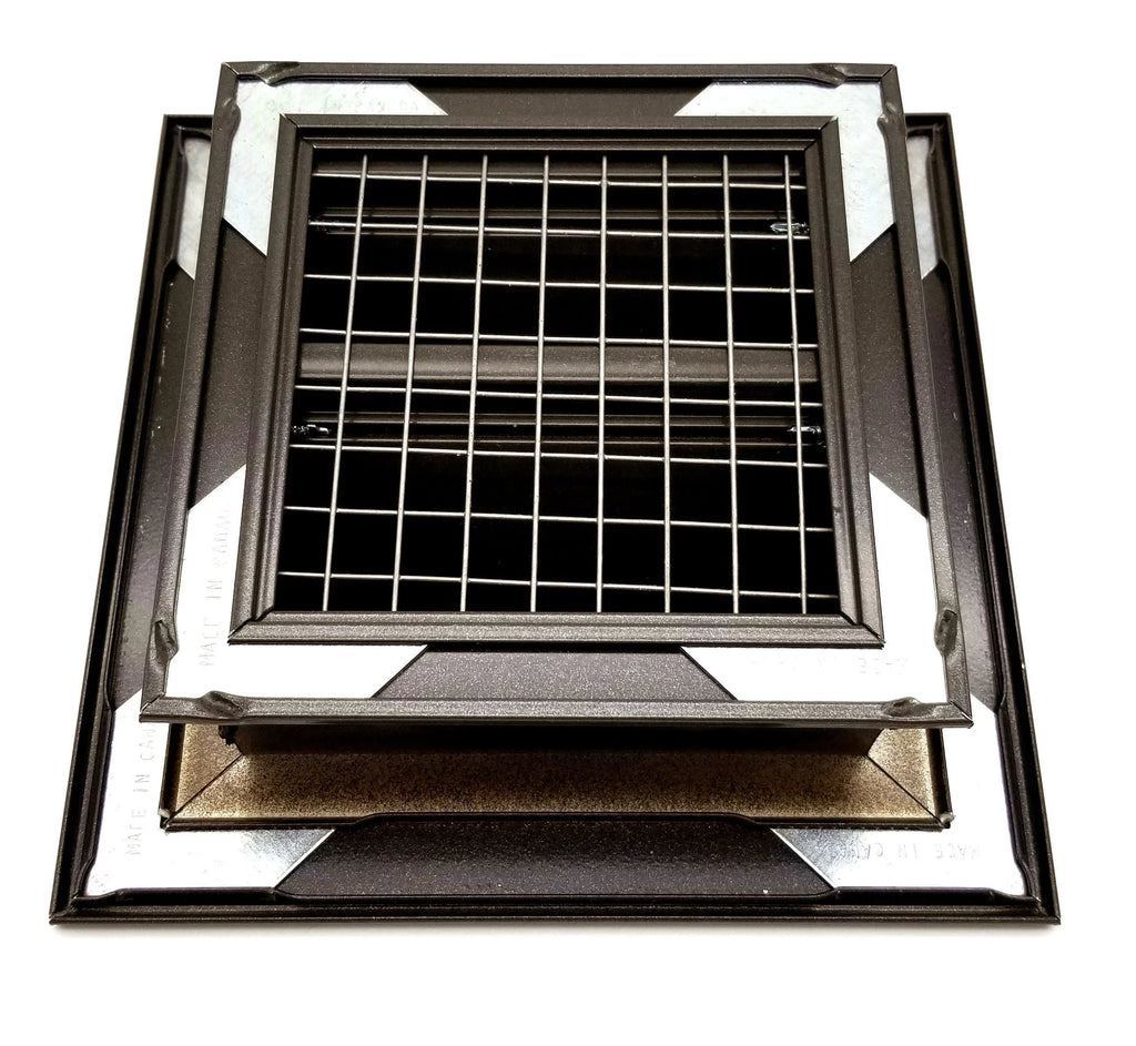 16"w X 8"h Crawl Space Aluminum Exterior Vent for Walls & Crawlspace - Rain & Waterproof Air Vent with Screen Mesh - HVAC Grille - Brown Outer Dimensions 17.5w x 9.5h