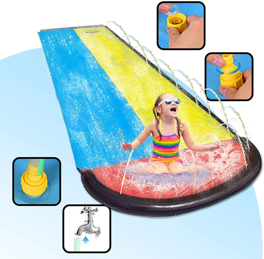 Edele 15.5ft Water Slide Summer Fun for Lawn Inflatable Crash Pad