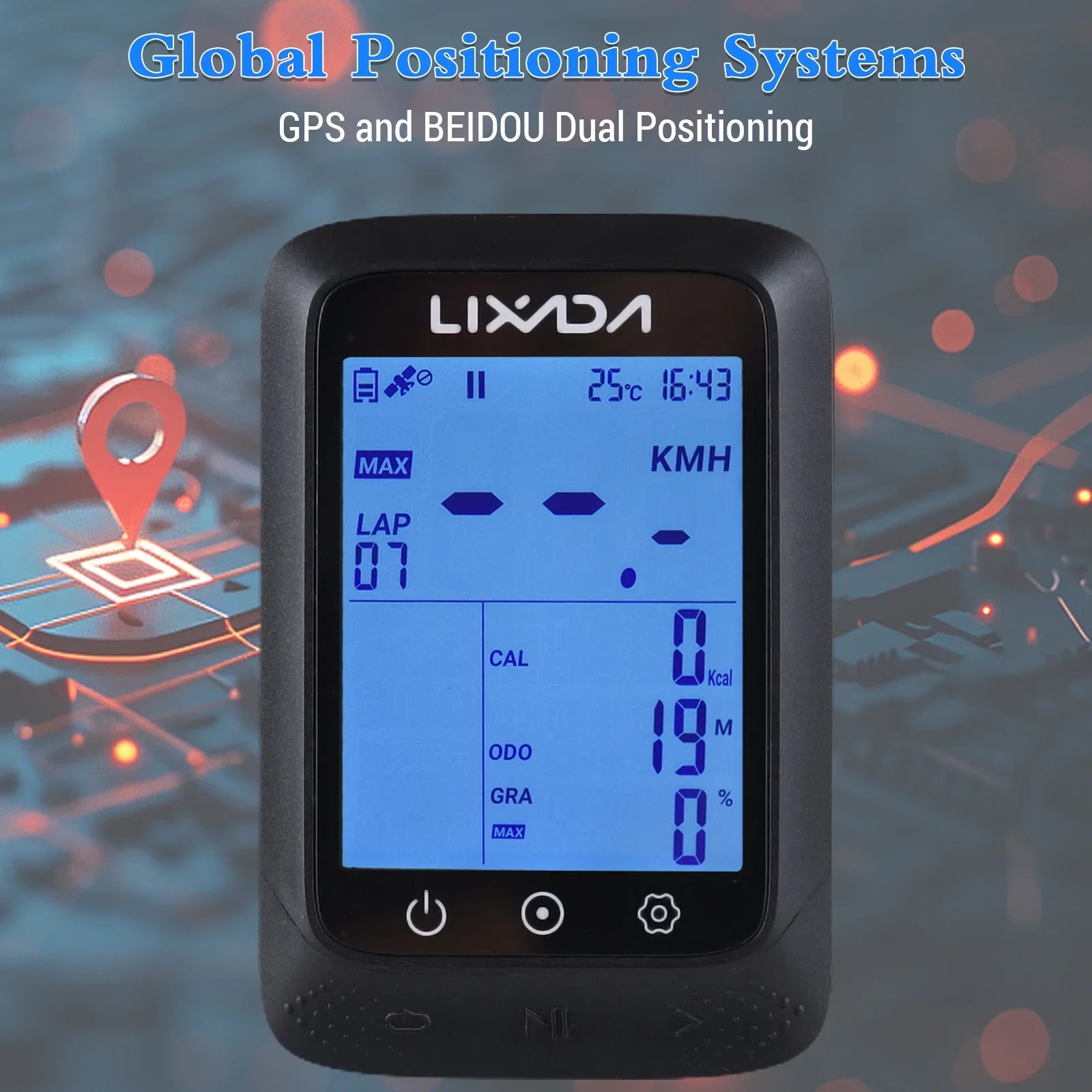 Lixada Wireless Bike GPS Computer with ANT+ Sensor Waterproof 2.3in BT Fitting Strava APP Altitude Gradient