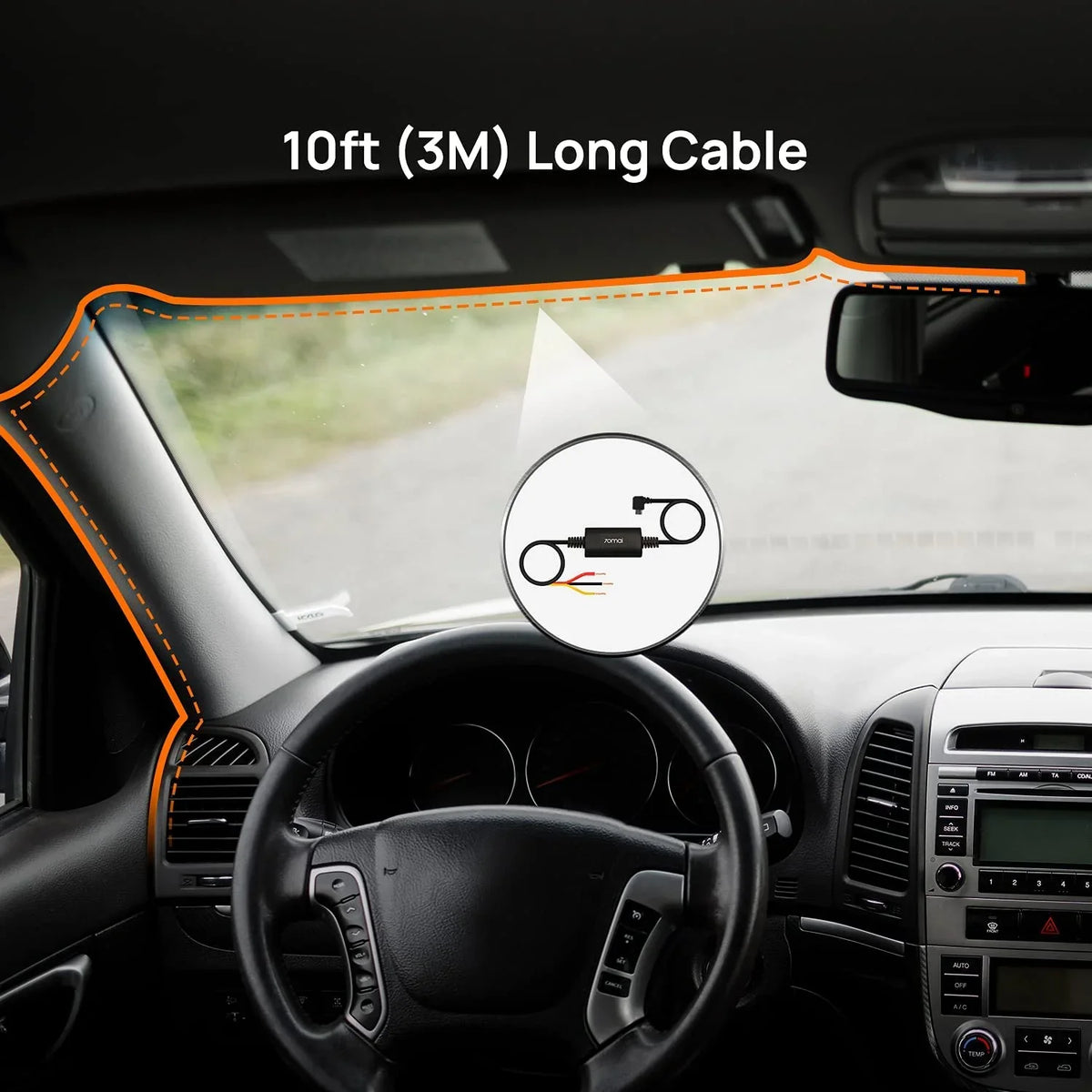 Hardwire Kit, 10ft ro USB for Car Dash Cams, 12V-30V to 5V/2.4A, Low Voltage Protection, 24 Hour Parking