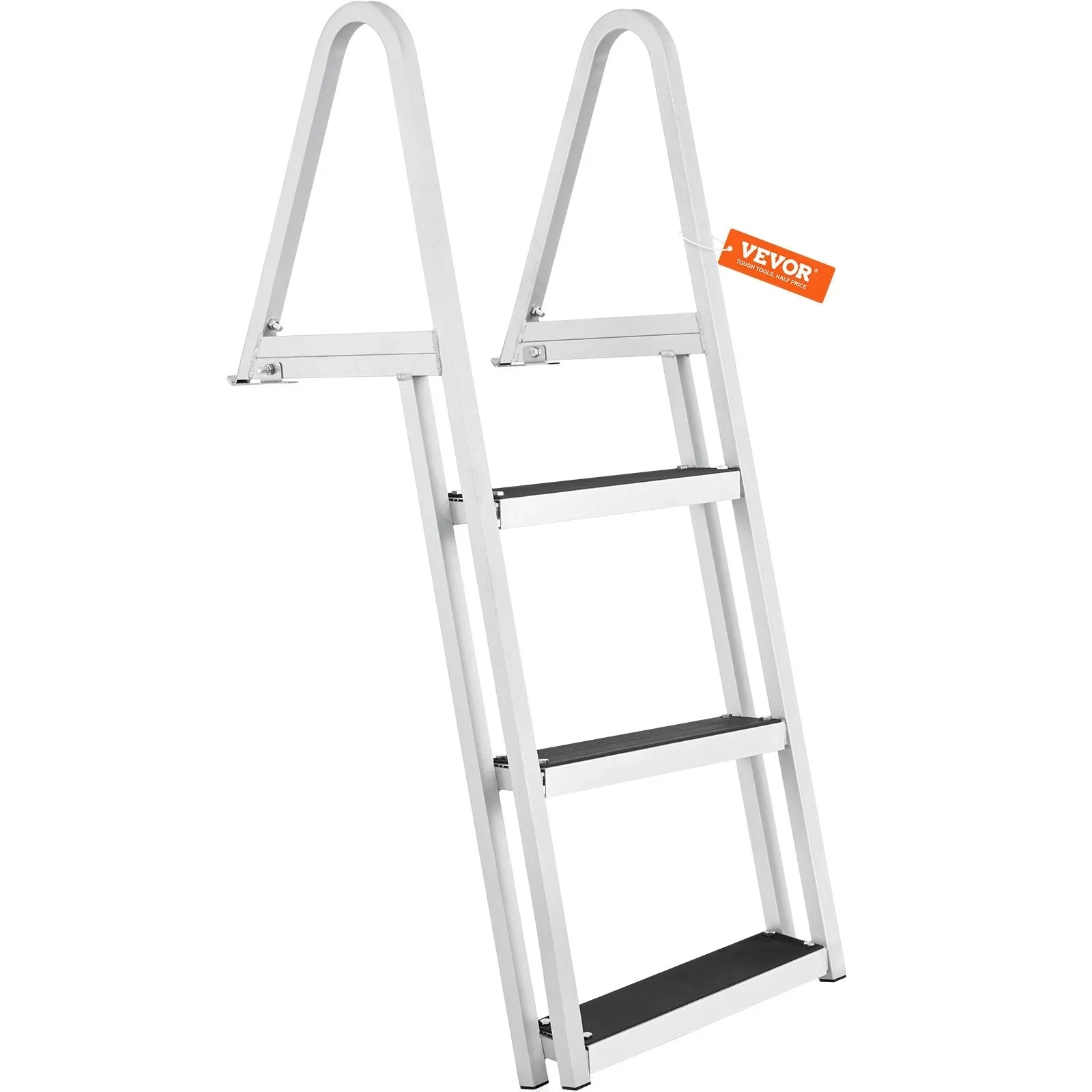 VEVOR Removable 3-Step Dock Ladder - 350 lbs Capacity, Aluminum Alloy with 4'' Wide Nonslip Steps, Simple Installation for Craft Lakes, Pools & Marine Access