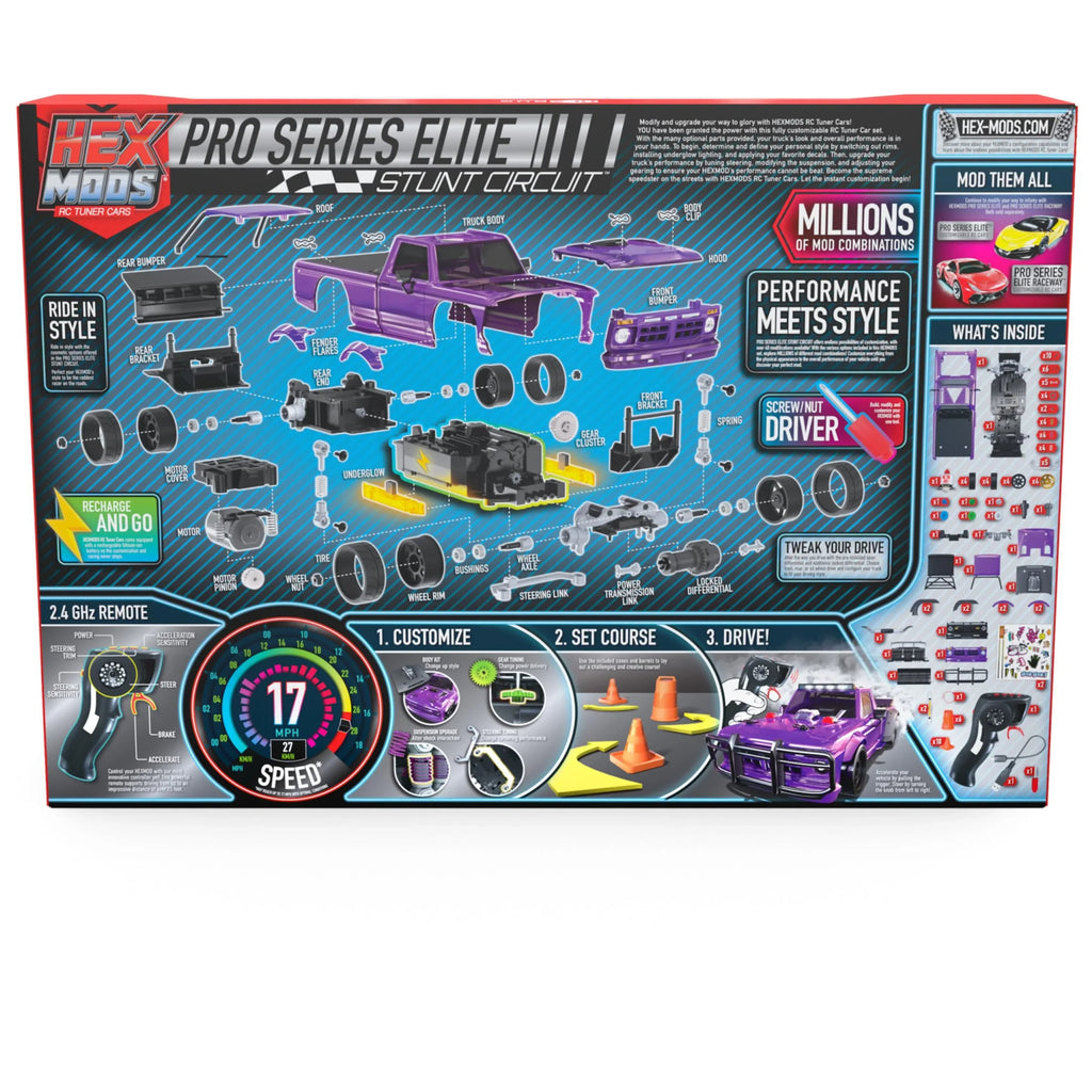 HEXBUG HEXMODS Pro Series Elite Stunt Circuit, Rechargeable Remote Control Car, Model Car Kits for Kids & Adults, STEM Toys for Kids Ages 14 & Up