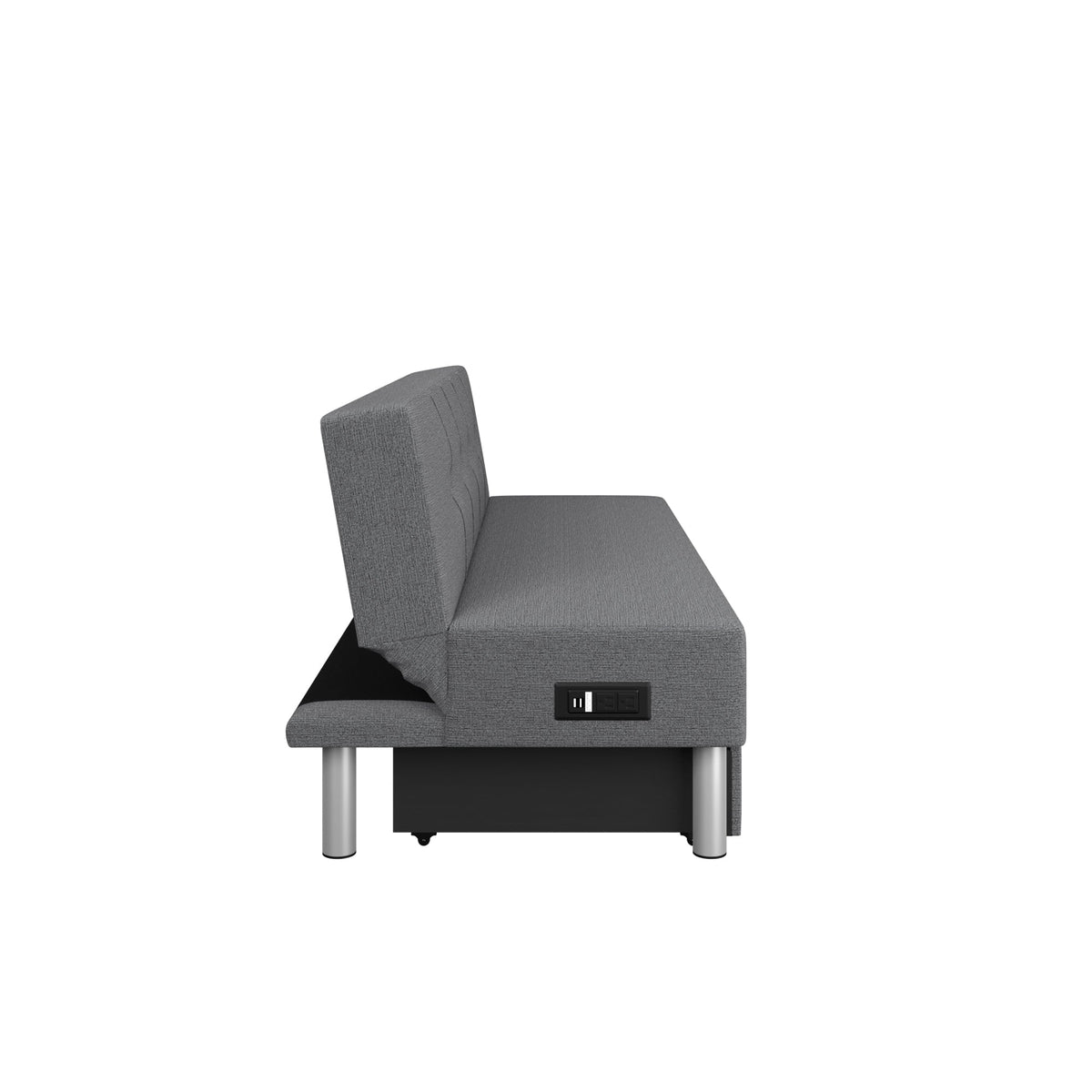 Serta Windsor Futon with Storage and Power, Gray Fabric