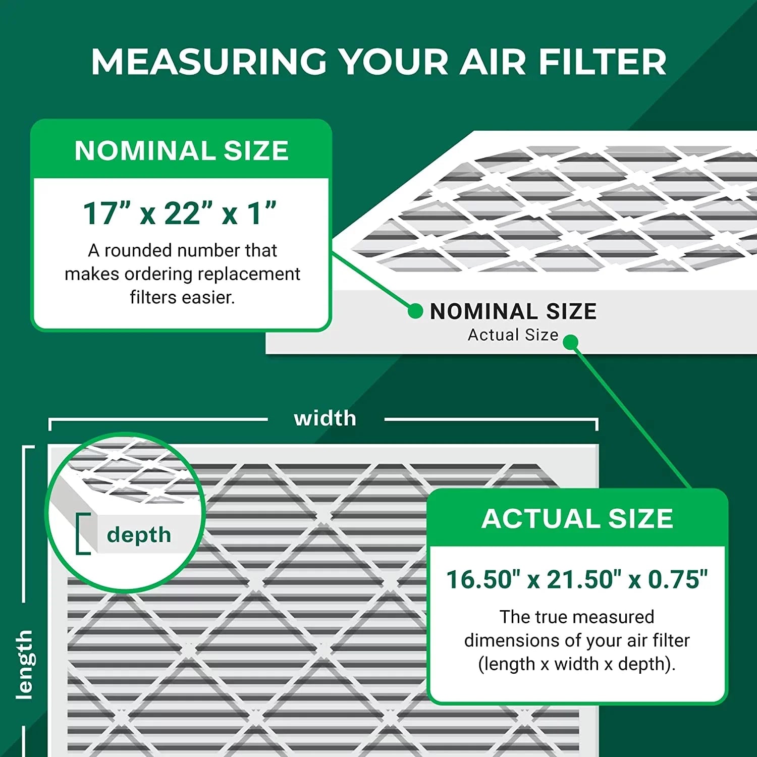 Filterbuy 17x22x1 MERV 11 Pleated HVAC AC Furnace Air Filters (4-Pack)