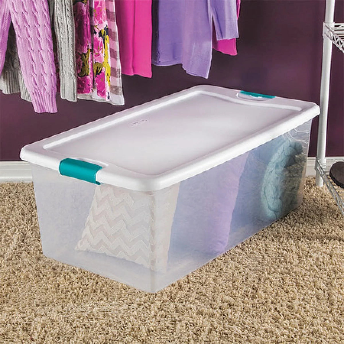 Sterilite 14988004 Latching Storage Box, Wheeled, 56-Qt. - Quantity 4