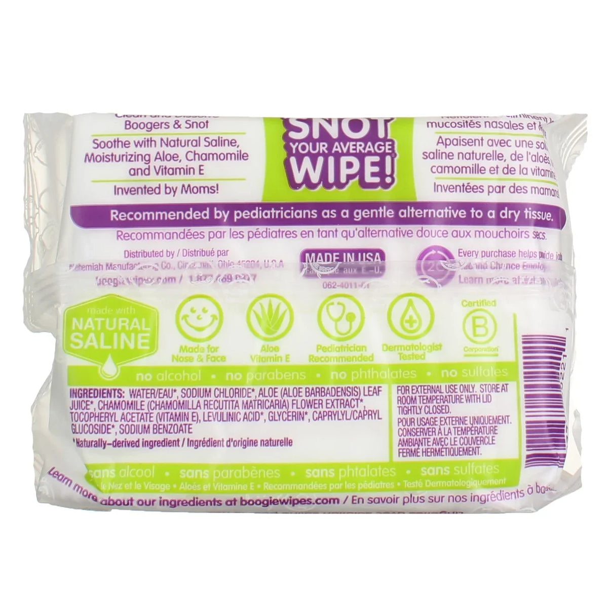 Boogie Wipes Gentle Saline Wipes For Stuffy Noses, Unscented - 30 Ea, 6 Pack