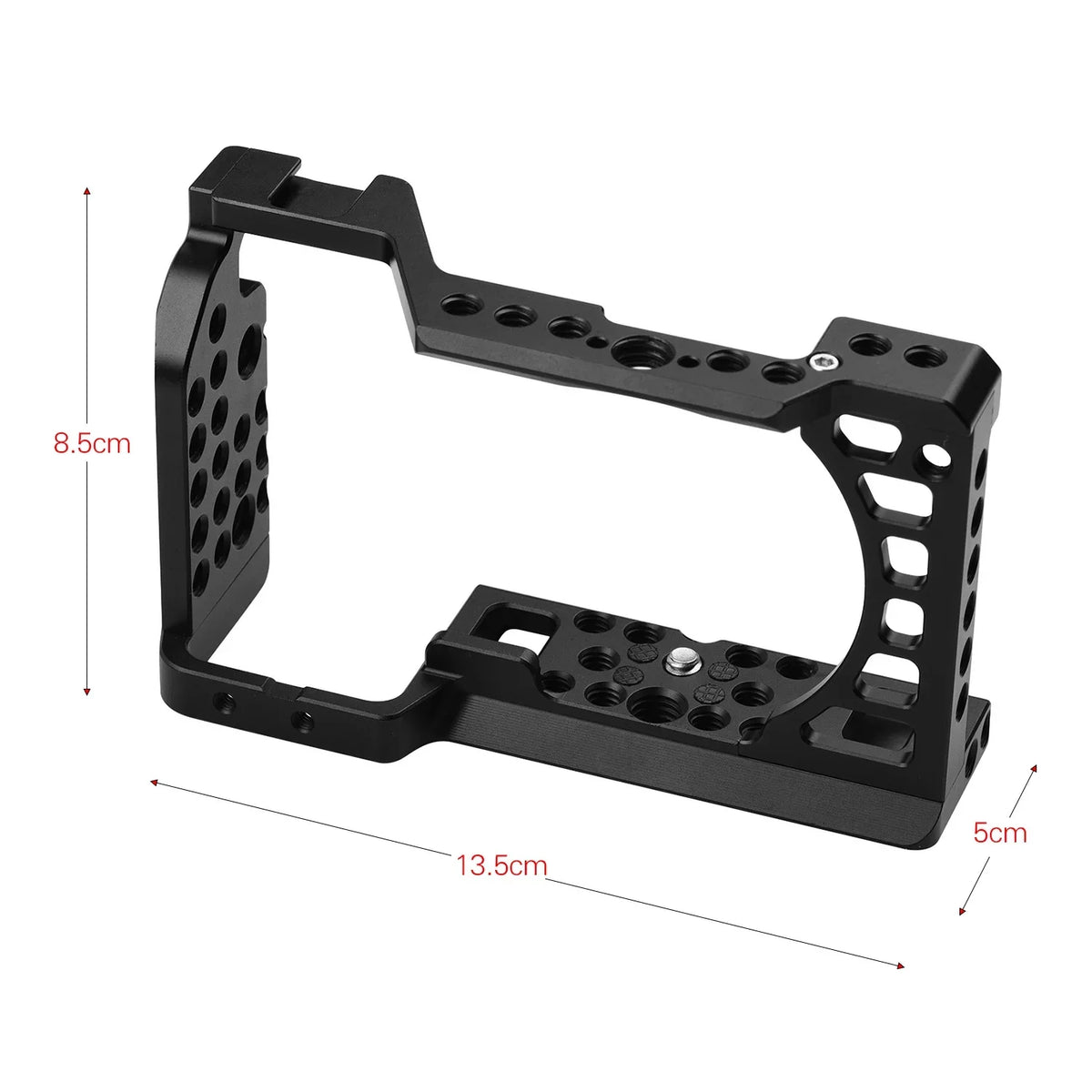 Aluminum Alloy Camera Cage Rig with Cold Shoe Mount ARRI Locating Hole 1/4 3/8 Threaded Holes Replacement for Sony A6000/A6100/A6300/A6400/A6500 Cameras