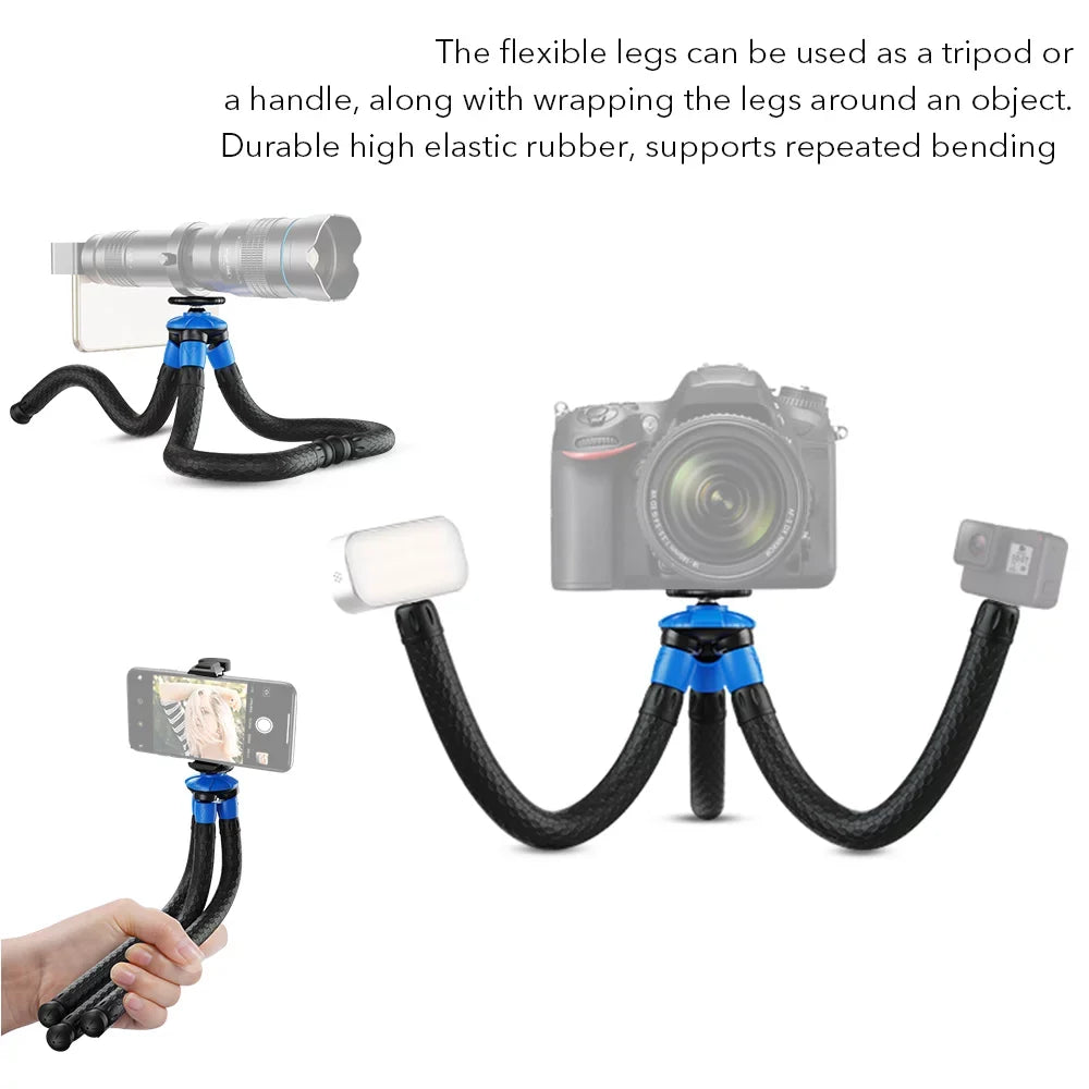 APEXEL APL-JJ07 Detachable Flexible Octopus Tripod Portable Travel Mobile Phone Tripod with Foldable Phone Clip Matching with DSLR Max Load 3kg