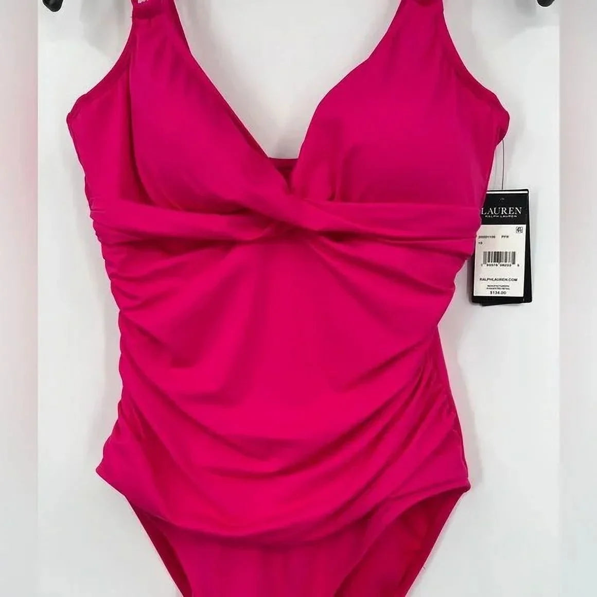 Ralph Lauren HOT PINK Double Strap Tummy Control One Piece Swimsuit, US 4