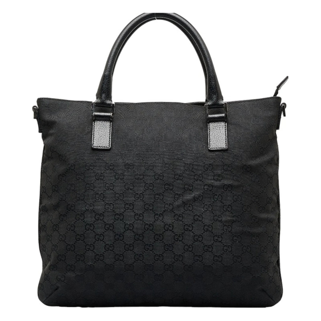 Pre-Owned Gucci GG canvas handbag tote bag 122797 black leather ladies GUCCI (Good)