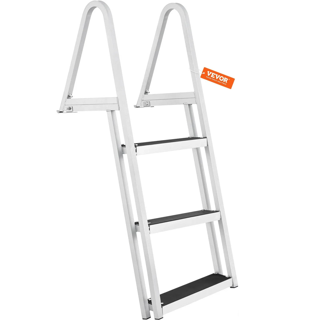 VEVOR Removable 3-Step Dock Ladder - 350 lbs Capacity, Aluminum Alloy with 4'' Wide Nonslip Steps, Simple Installation for Craft Lakes, Pools & Marine Access