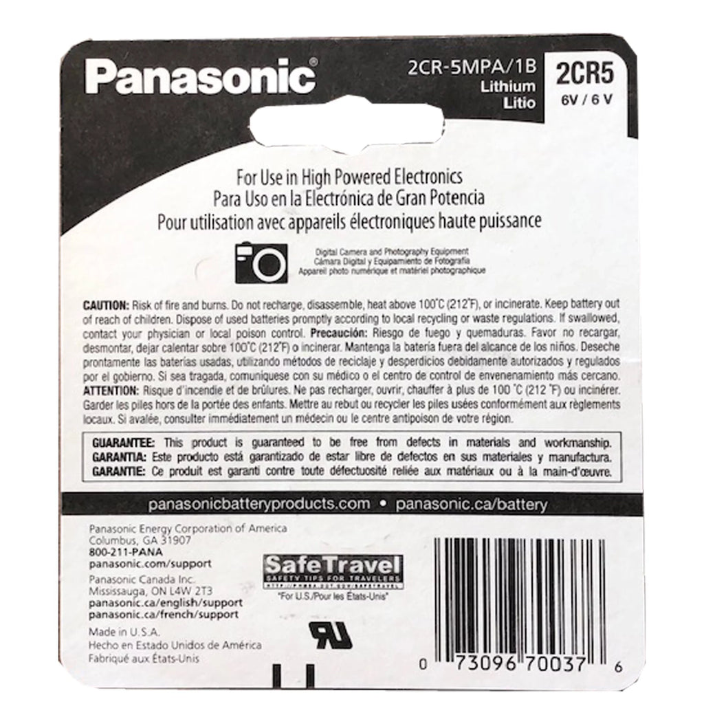 5x Panasonic 6V 2CR5 Photo Lithium Battery Fitting with RL2CR5-1, XLDL223AB