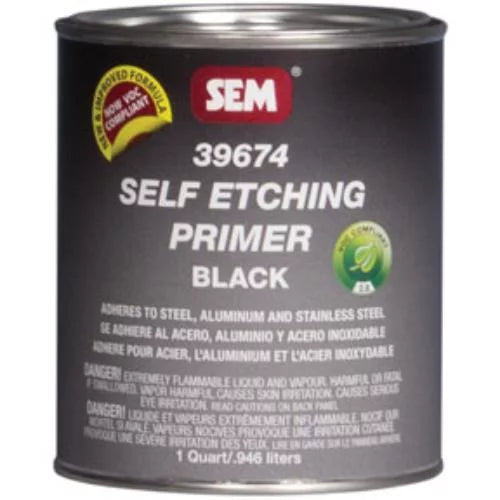 SEM 39674 Self-Etching Primer, 1 qt Round Can, Black, Low VOC VOC