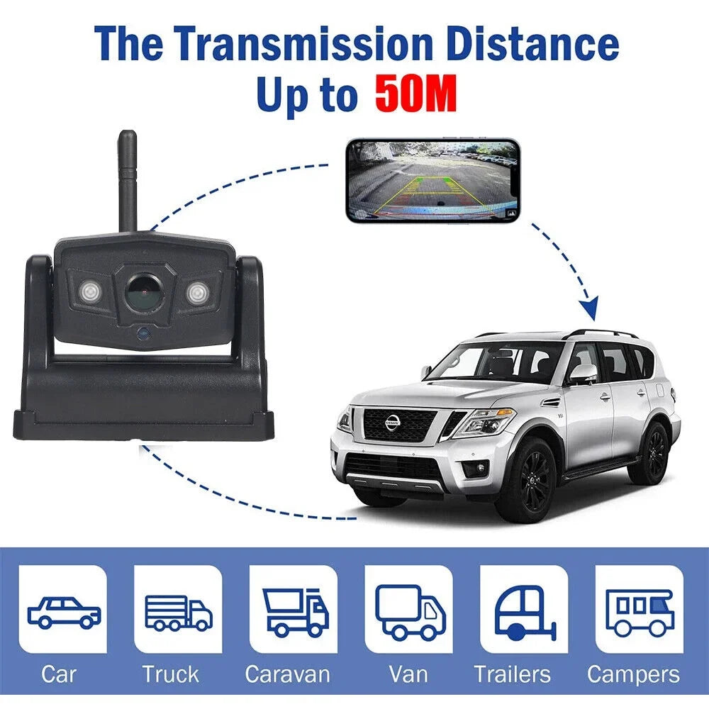 JLLOM Magnetic WiFi Wireless Backup Camera, 9600mAh Battery, Excellent for Front/Rear Vehicle View