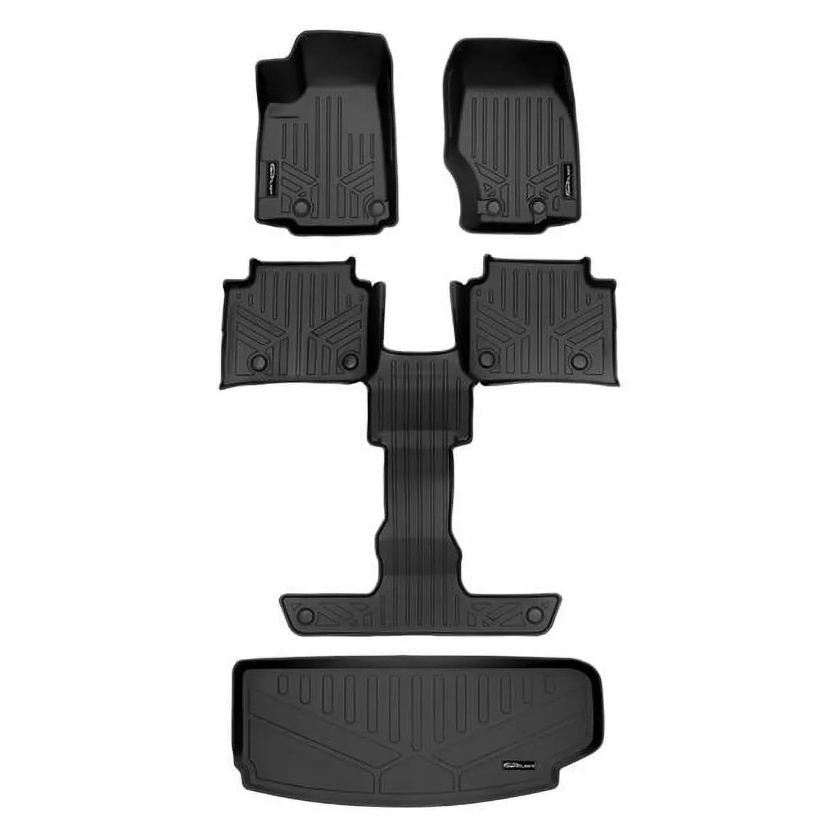 SA0568-B0570-E0568 All Environment Custom Fit Black 3 Row & Cargo Liner Behind the 3rd Row Floor Mat Liner Set for 2021-2023 Jeep Grand Cherokee L, Black