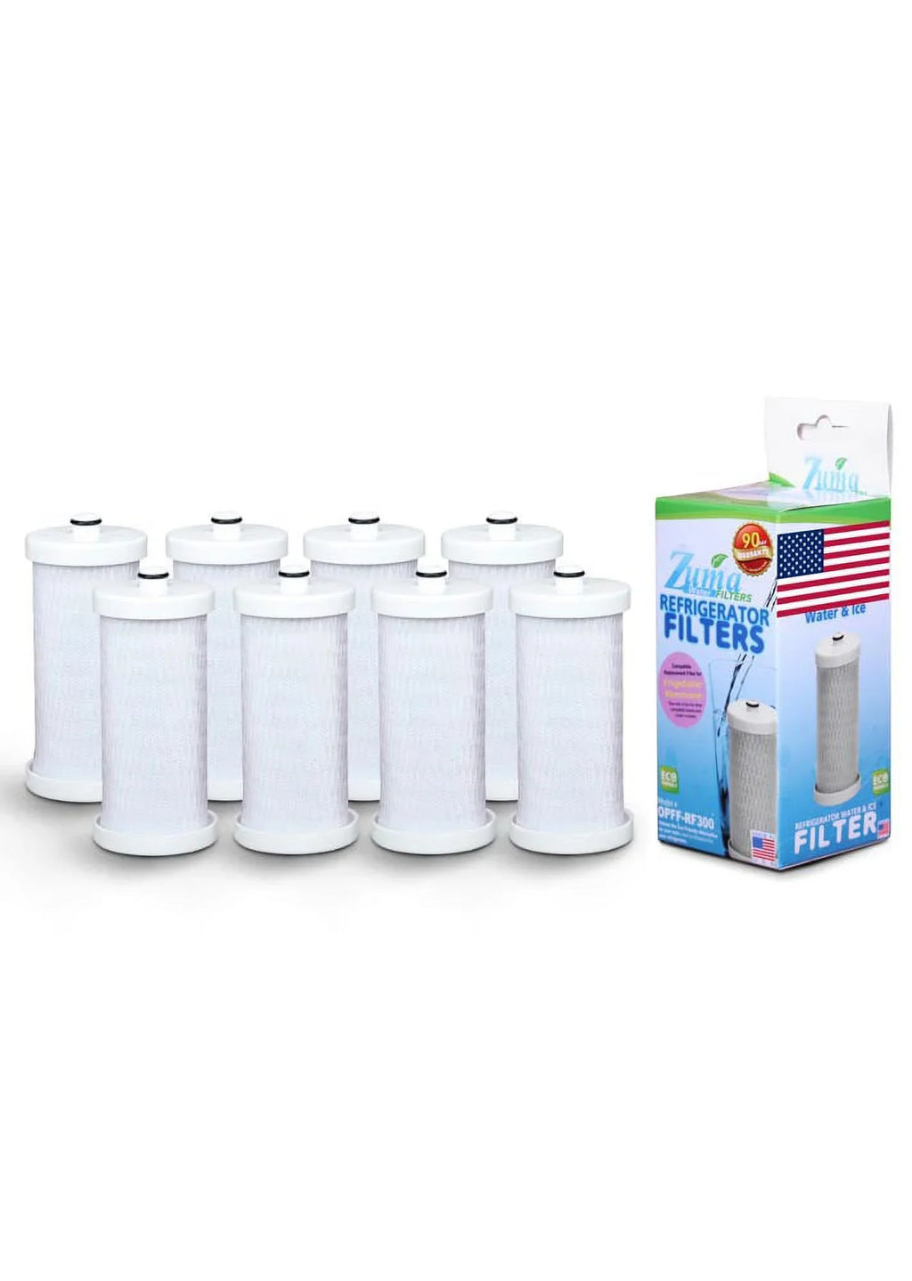 ZUMA Brand , Water and Ice Filter , Model # OPFF-RF300 , Suitable with Frigidaire® NGRG-100 - 8 Pack - Made in U.S.A.