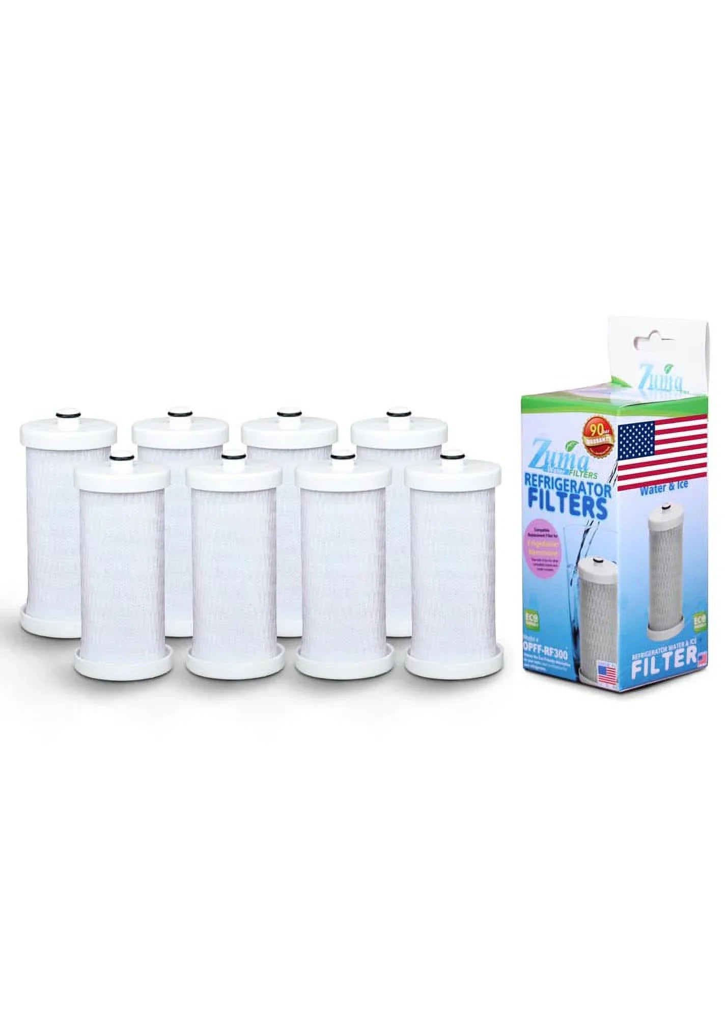 ZUMA Brand , Water and Ice Filter , Model # OPFF-RF300 , Suitable with Frigidaire® NGRG-100 - 8 Pack - Made in U.S.A.