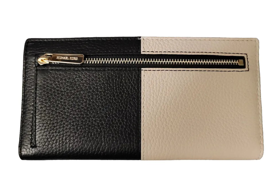 MICHAEL KORS JET SET REED LARGE FLAP BIFOLD SNAP WALLET BLACK AND WHITE