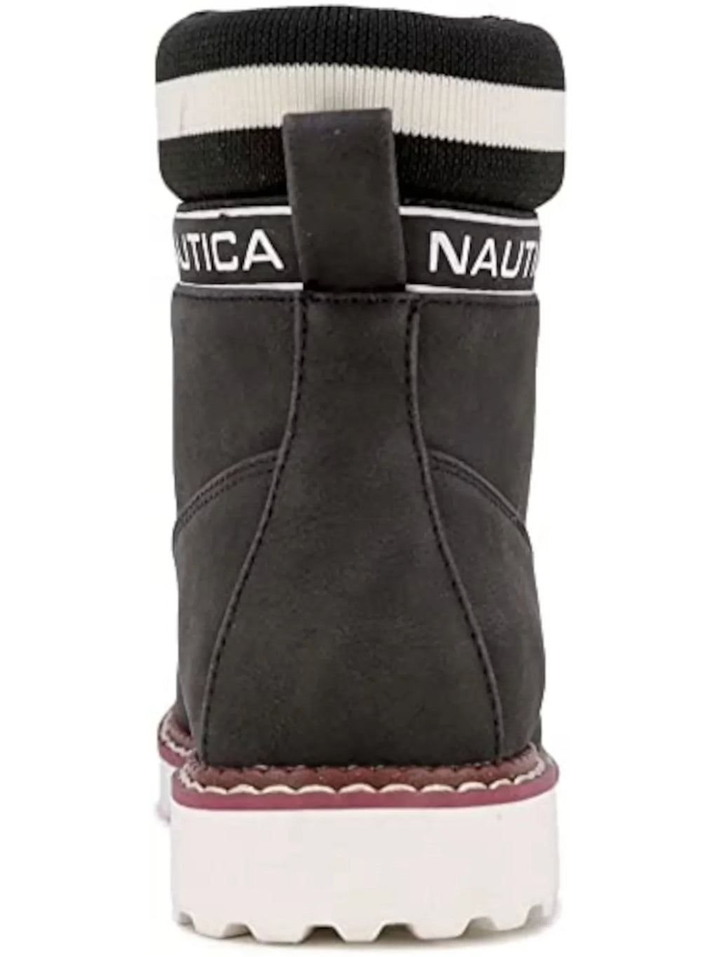 NAUTICA Womens Black Mixed Media Logo Strap Romilly Round Toe Lace-Up Hiking Boots 8 M