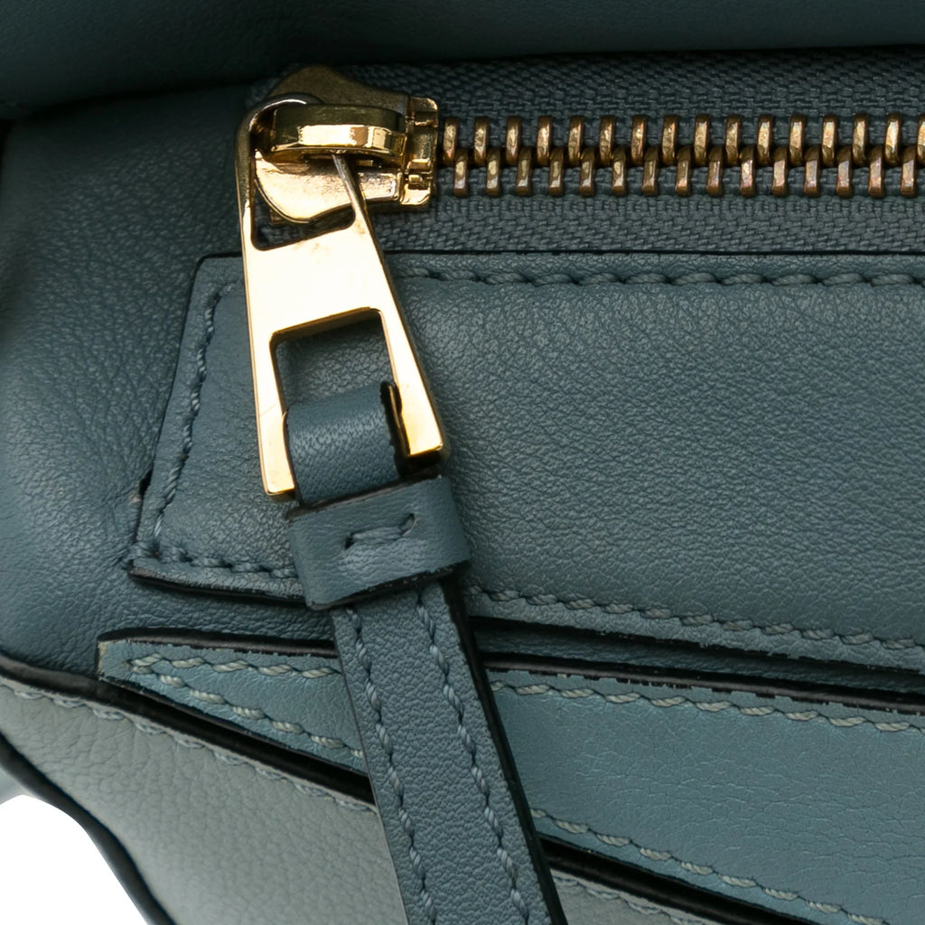 Pre-Owned Authenticated LOEWE Small Tricolor Puzzle Bag Calf Leather Blue Satchel Unisex (Good)