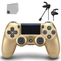 DualShock PlayStation 4 Wireless Controller - Gold Blue - Like New With Earbuds Bundle BOLT AXTION