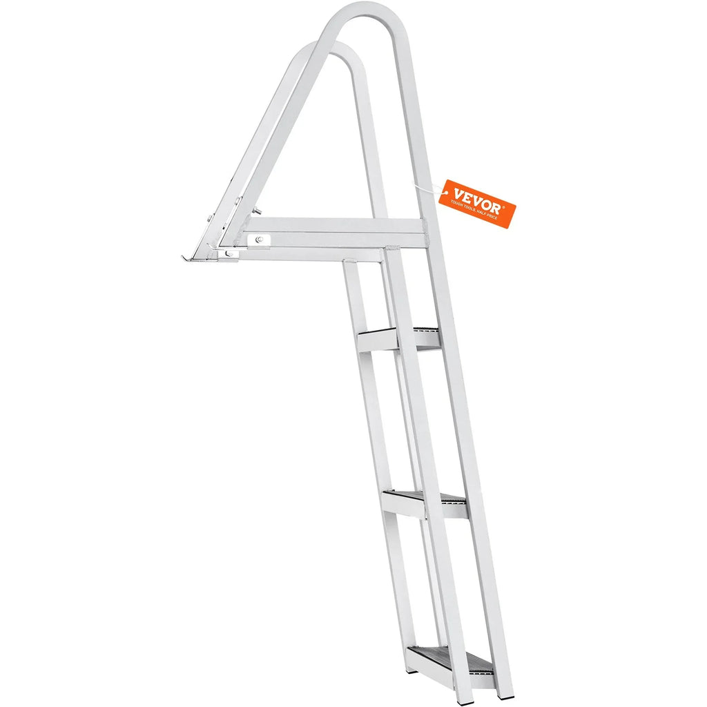 VEVOR Removable 3-Step Dock Ladder - 350 lbs Capacity, Aluminum Alloy with 4'' Wide Nonslip Steps, Simple Installation for Craft Lakes, Pools & Marine Access