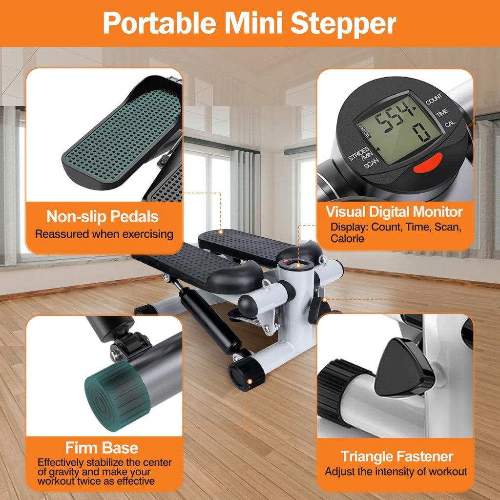 iMounTEK Mini Fitness Stepper with LCD Monitor, Stepper for Exercise Gray Stepper Max 330.7LBS