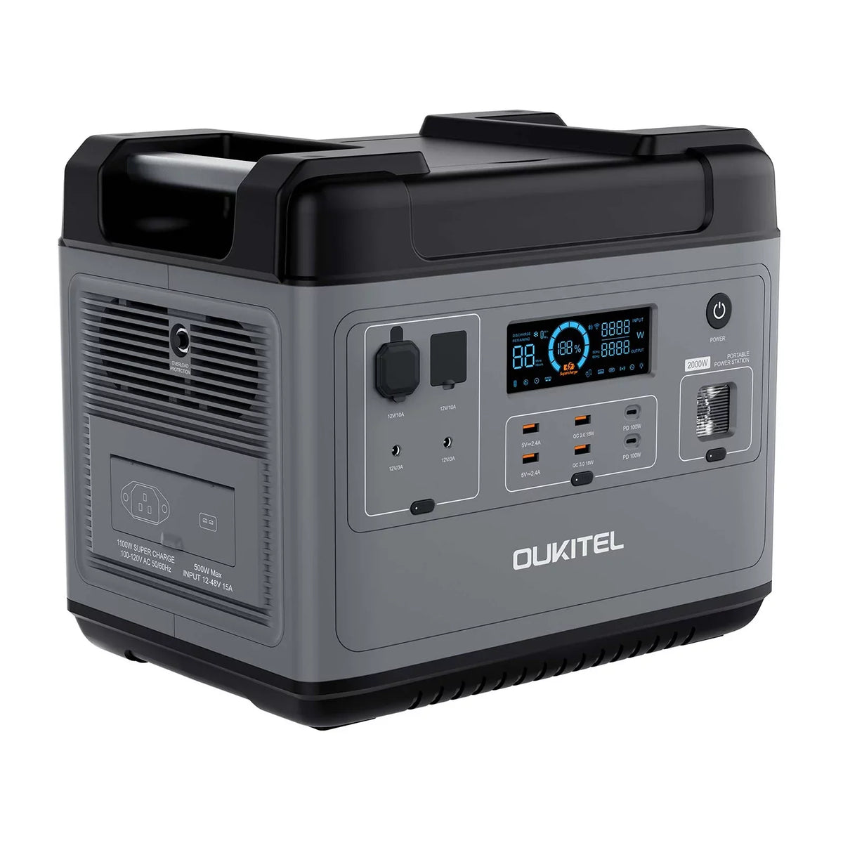 OUKITEL P2001 Portable Station 2000Wh/51.2V Safe LiFePO4 Solar Generator 2000W Pure Sine Battery Station for Home Camping Emergency Battery Backup Support UPS