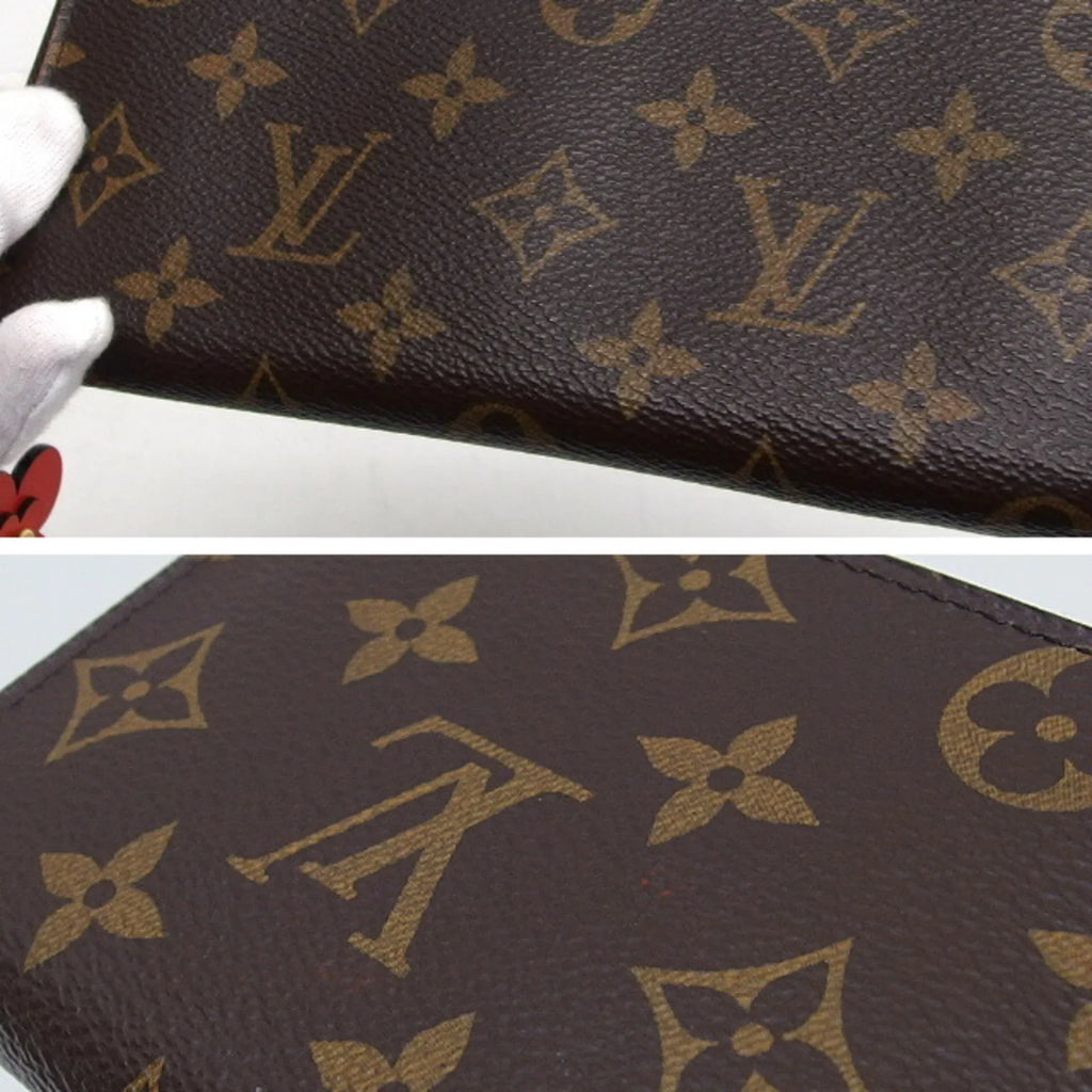 Pre-Owned Louis Vuitton Monogram Clemence Wallet Long Wallet Red M62940 (Good)
