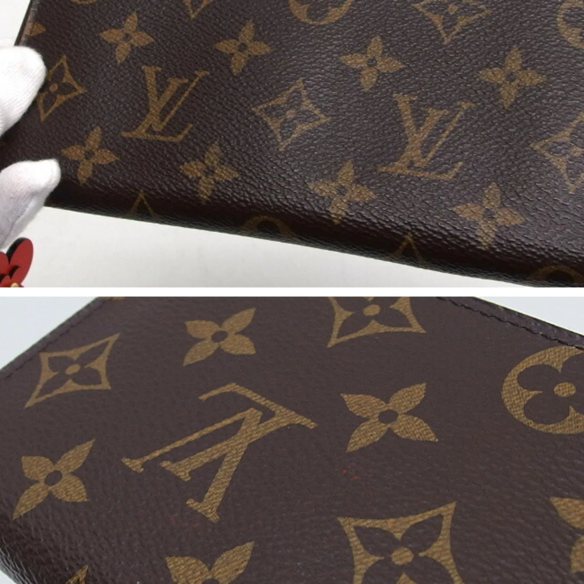 Pre-Owned Louis Vuitton Monogram Clemence Wallet Long Wallet Red M62940 (Good)
