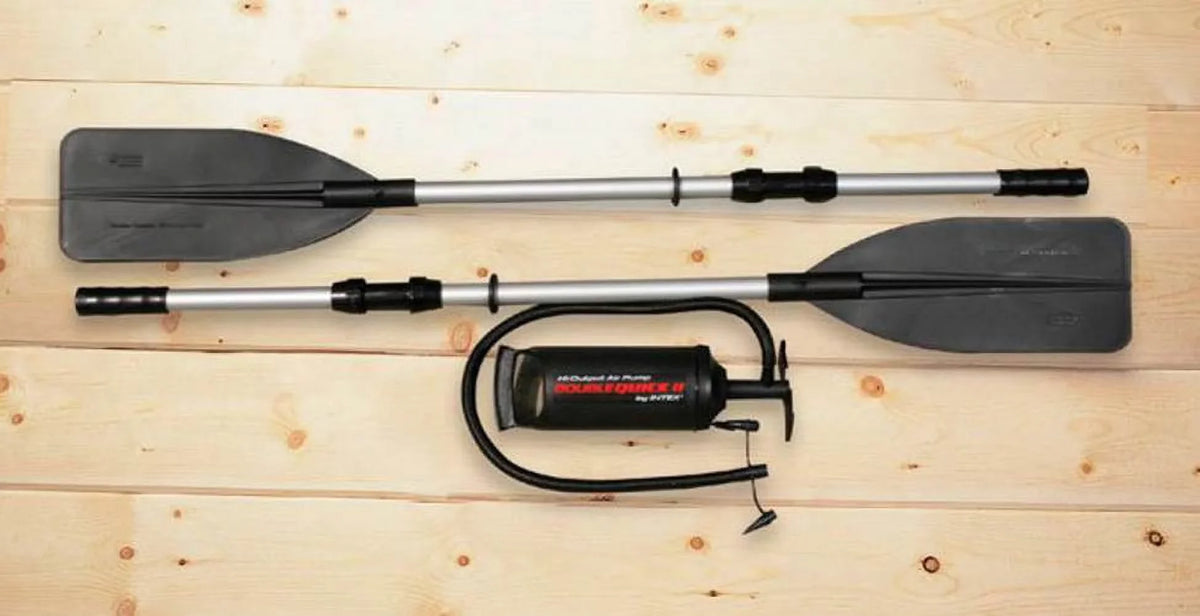 Intex Excursion Inflatable Rafting Fishing 4 Person Craft w/ Oars & Pump (2 Pack)