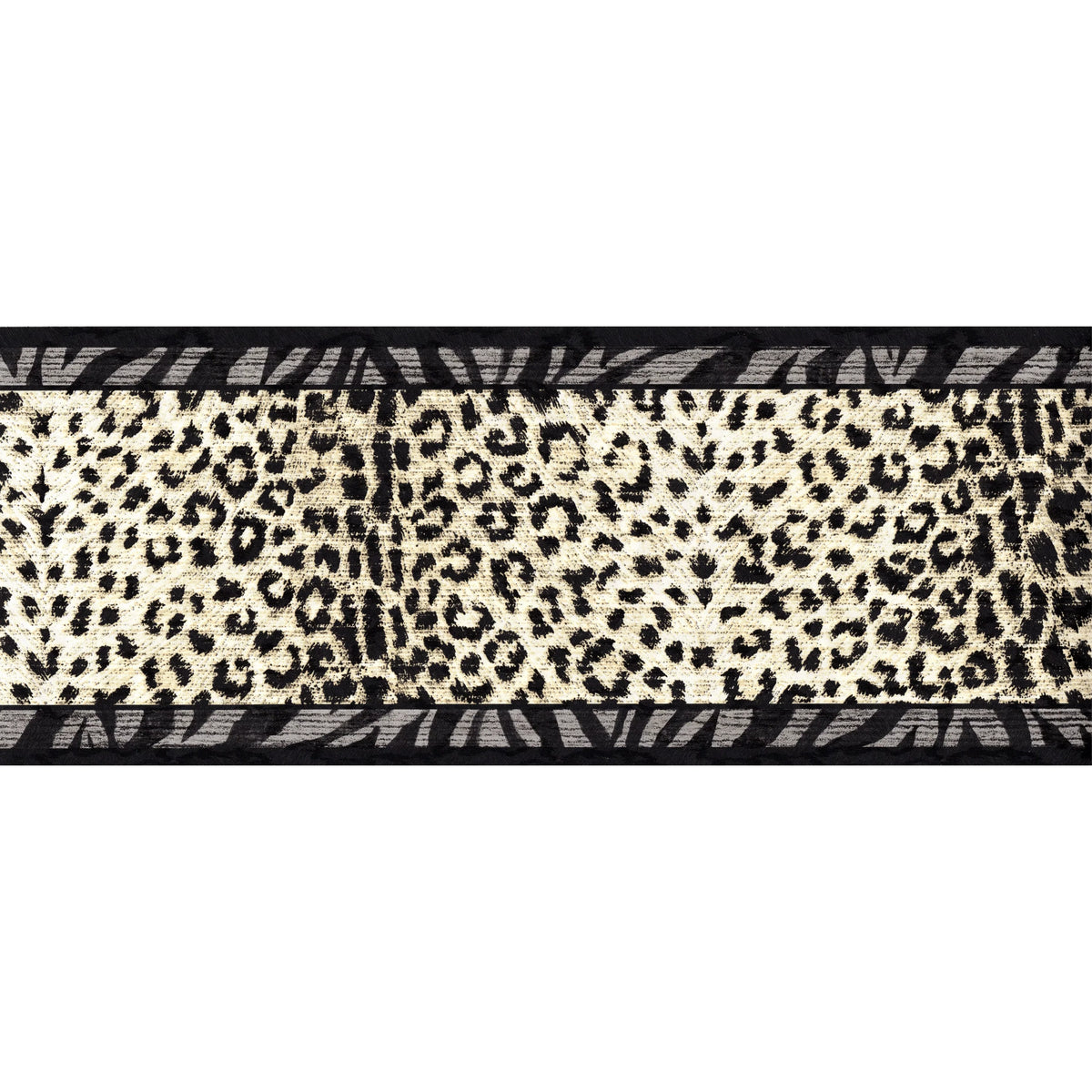 Trimz Animal Prints Wallpaper Border - Leopard Prints, Tiger Prints, Black, Gray, 15' L x 7" W