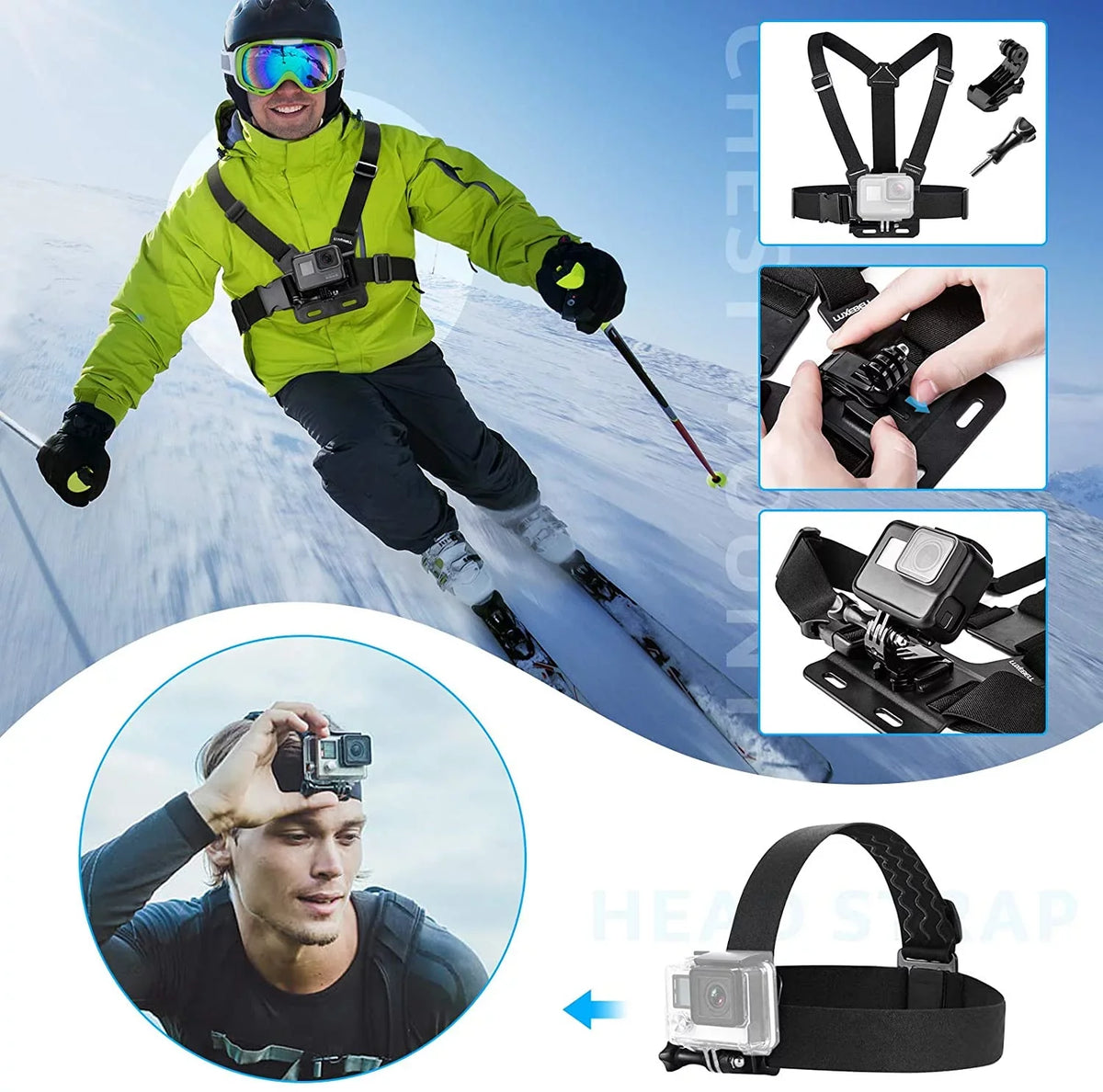 Accessories Kit for AKASO EK5000 EK7000 4K WiFi Action Camera GoPro Hero 9 8 7 6 5/Session 5/Hero 4/3+/3/2/1