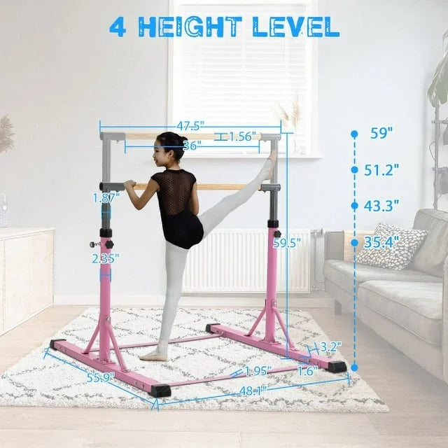 Pink Gymnastics Bar, Girls Gymnastic Training Equipment at Home, Horizontal Bar Exercise, Birthdays Christmas Kids' Gift Ages 3-15 from Parents