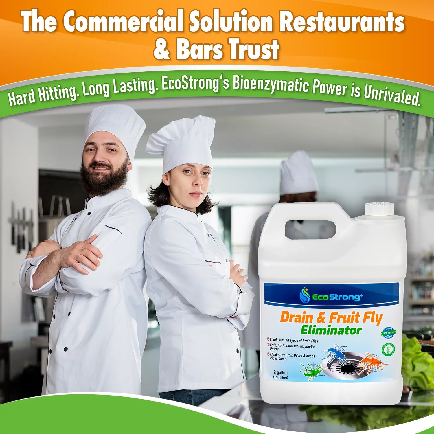 Fruit Fly Drain Treatment, Drain Fly Eliminator, Eliminates Gnats, Sewer Flies With EcoStrong - 2 Gallon