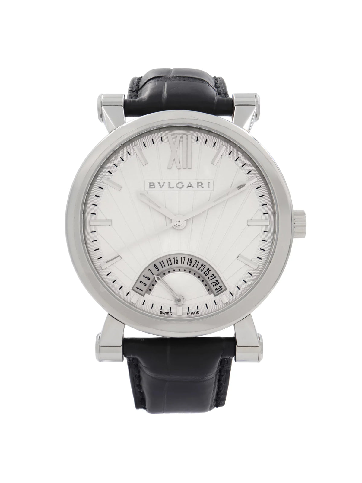 Bvlgari Sotirio Retrograde Steel White Dial Automatic Mens Watch SB42SDR