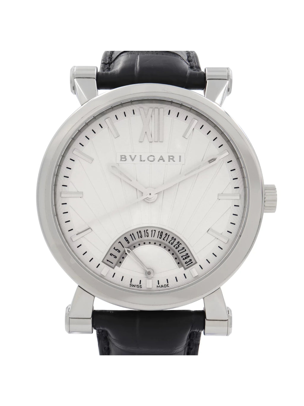 Bvlgari Sotirio Retrograde Steel White Dial Automatic Mens Watch SB42SDR