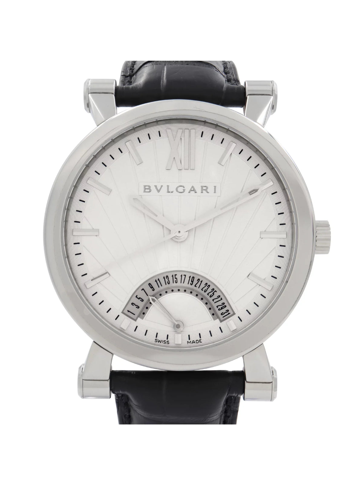 Bvlgari Sotirio Retrograde Steel White Dial Automatic Mens Watch SB42SDR