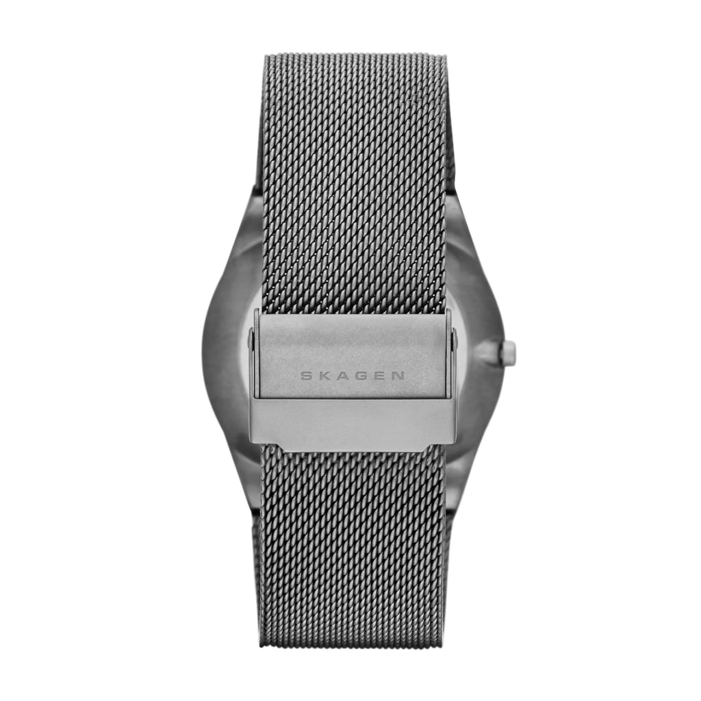 Melbye Titanium and Gray Steel-Mesh Day-Date Watch (SKW6078)