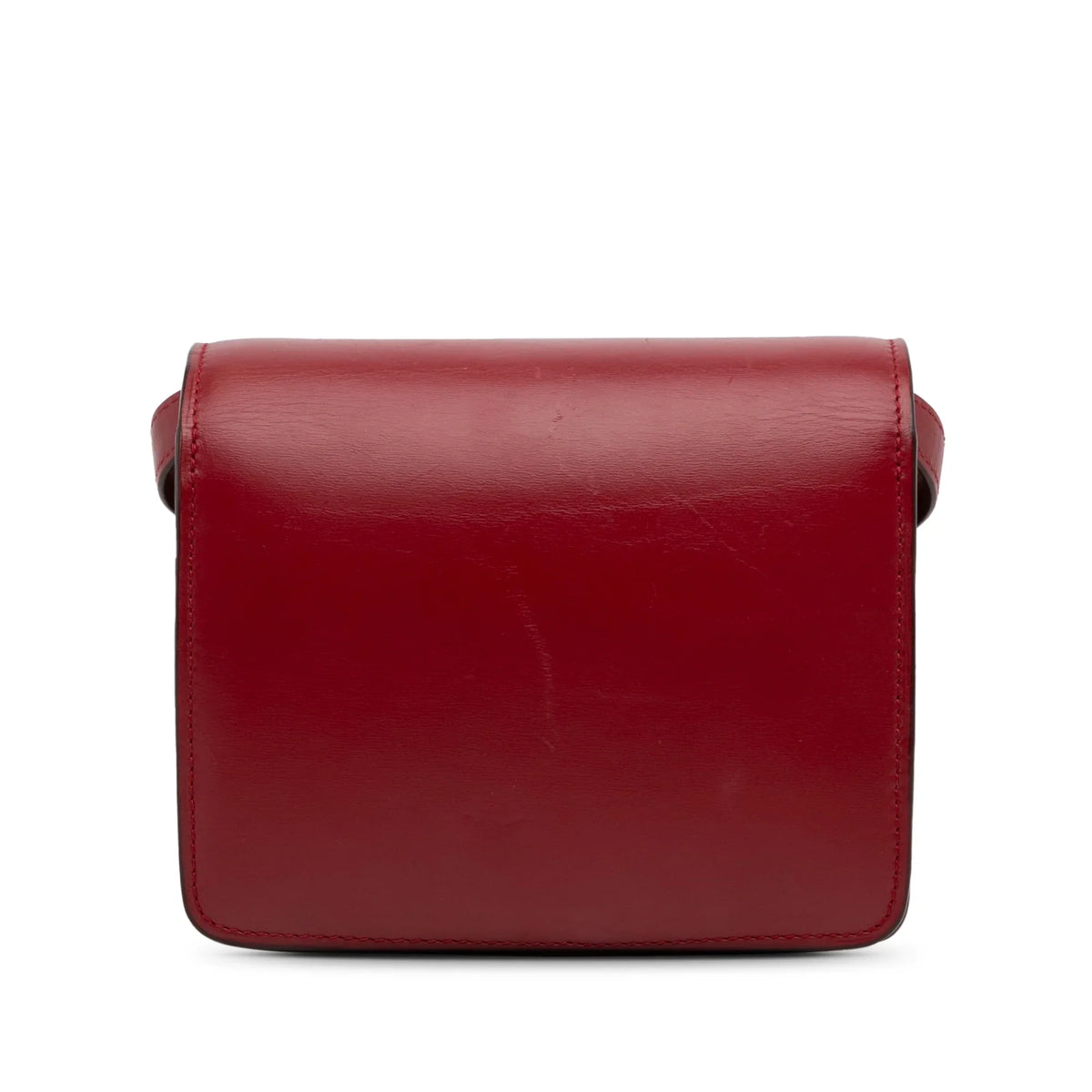 Pre-Owned Authenticated Celine Small Classic Box Calf Leather Red Crossbody Bag Unisex (Good)