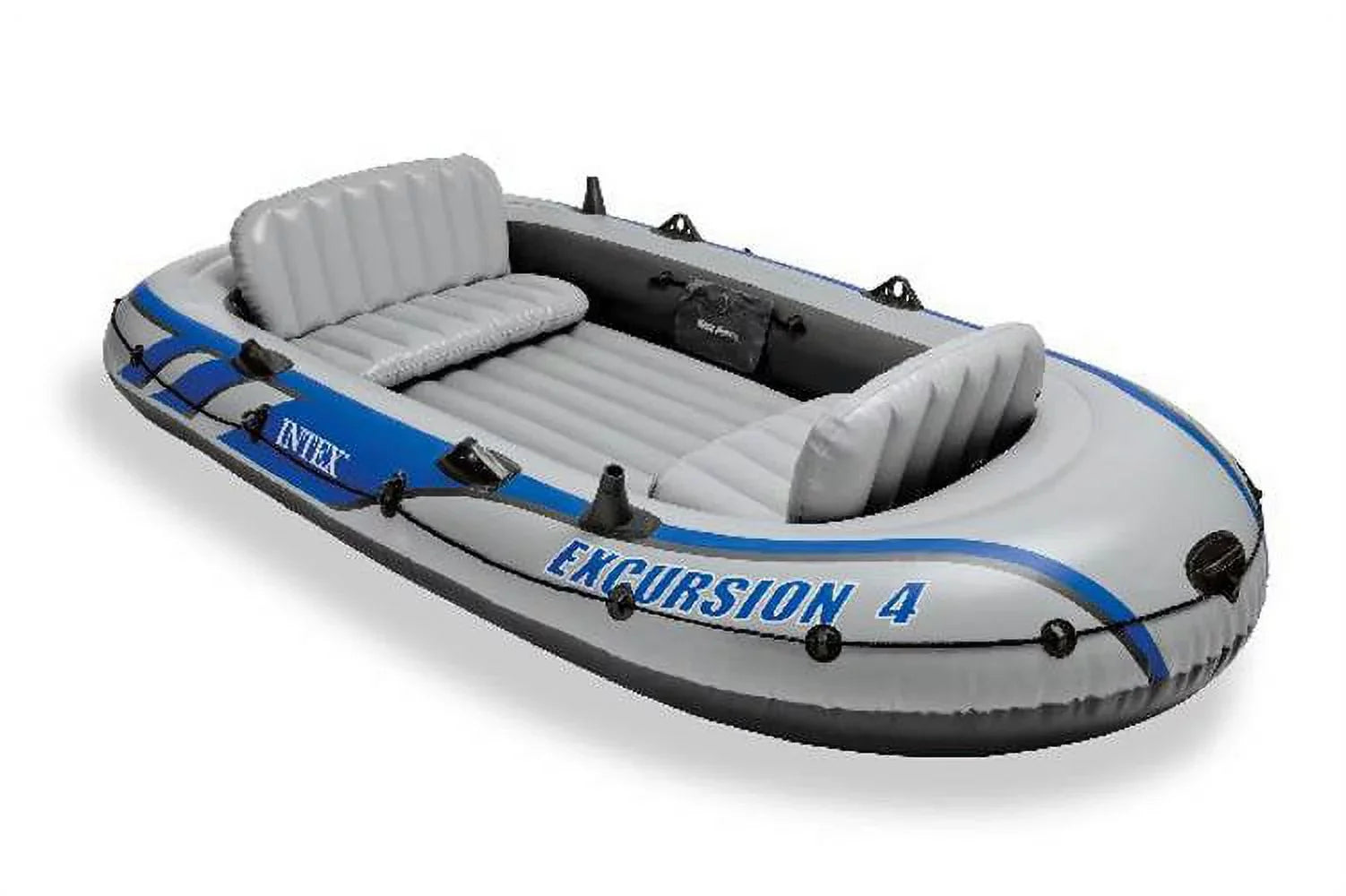 Intex Excursion Inflatable Rafting Fishing 4 Person Craft w/ Oars & Pump (2 Pack)