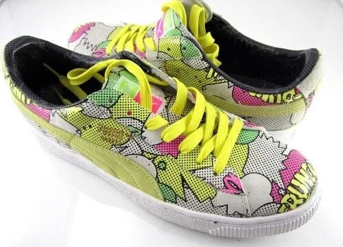 PUMA BASKET 68 DOPE COMICS PRINT LOW SNEAKER MULTI COLOR MEN SHOES SIZE 10 NEW