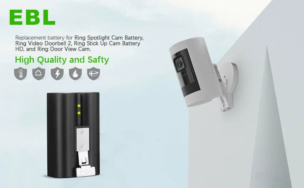 EBL 3-Pack Rechargeable Doorbell Replacement Battery Suitable with Ring Video Doorbell 2/3/3 Plus/4, Spotlight Cam, Stick Up Cam, for Ring Doorbell Camera, Backup Batteries 6040mAh 3.65V