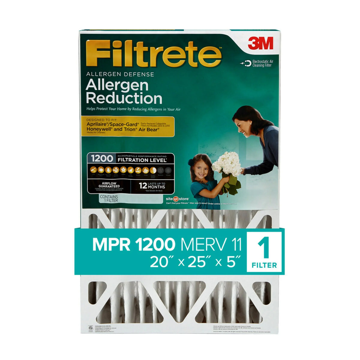 Filtrete 20x25x5 Air Filter, MPR 1200 MERV 11, Allergen Reduction Deep Pleat, 1 Filter