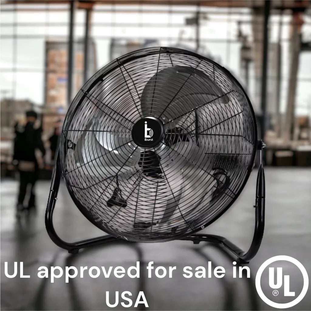 iBurst Ib-218 18 inch 3-Speed High Velocity Heavy Duty Metal Industrial Floor Fans Black